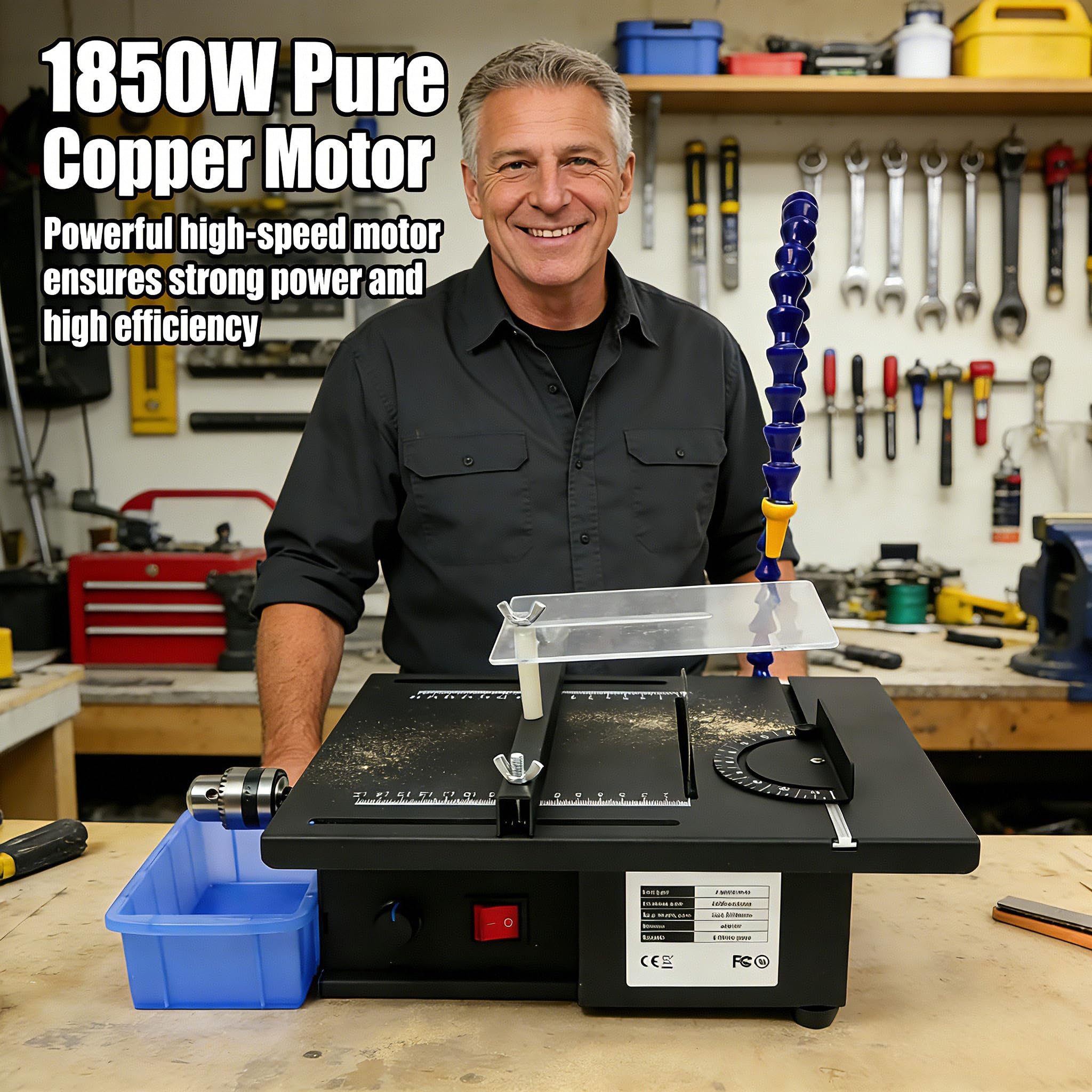 1850W Multifunctional Jade Gem Grinding and Cutting Machine with Table Saw 0-10000RPM